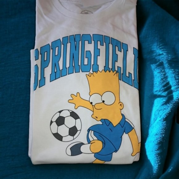 The Simpsons Boys Short Sleeve Bart Sports Graphic Crew Neck T-Shirt - Picture 1 of 3